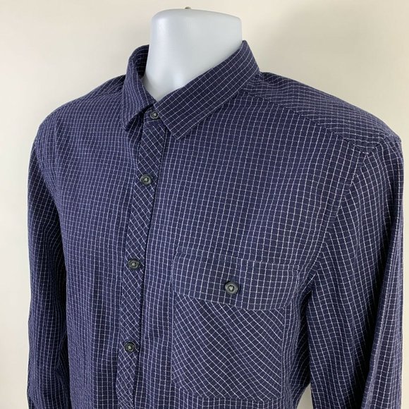 COPY - Kenneth Cole Button Down Shirt Mens Large Long Sleeve Blue Check Busines… - Picture 3 of 12